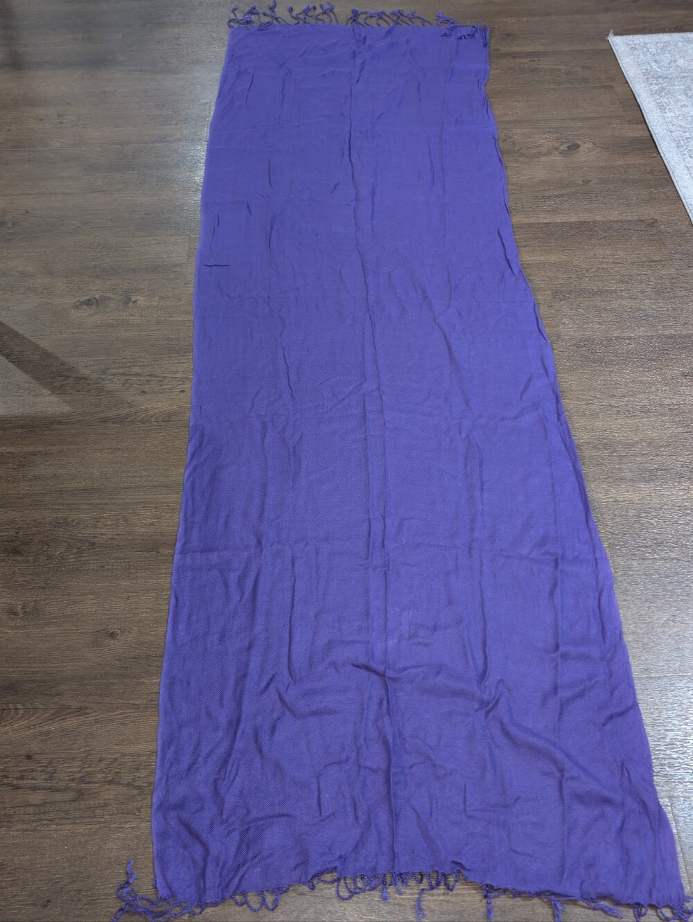 Large purple fringed rayon scarf Shawl Wrap measuring approximately 25x76 inches